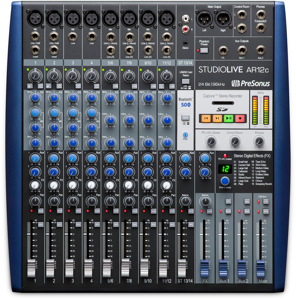 PreSonus StudioLive AR12c 14-Channel USB-C Audio Interface, Analog Mixer and Stereo SD Recorder