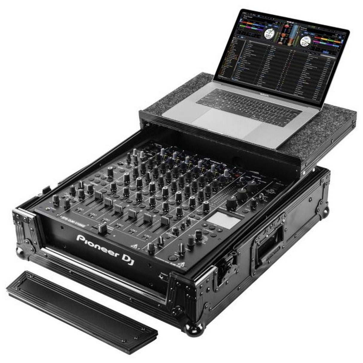 Odyssey ATA Flight Case in Black with Glide Laptop Platform for Pioneer DJM-V10