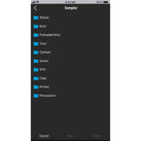 List of sample categories on a smartphone screen with a black background