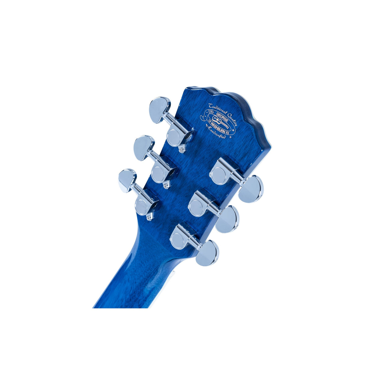 Washburn EA15 Festival Series Mini Jumbo Cutaway Acoustic Electric Guitar, Flame Transparent Blue Finish