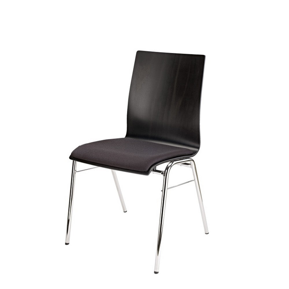 K&M 13415 Stacking Chair with Seat Cushion, Black
