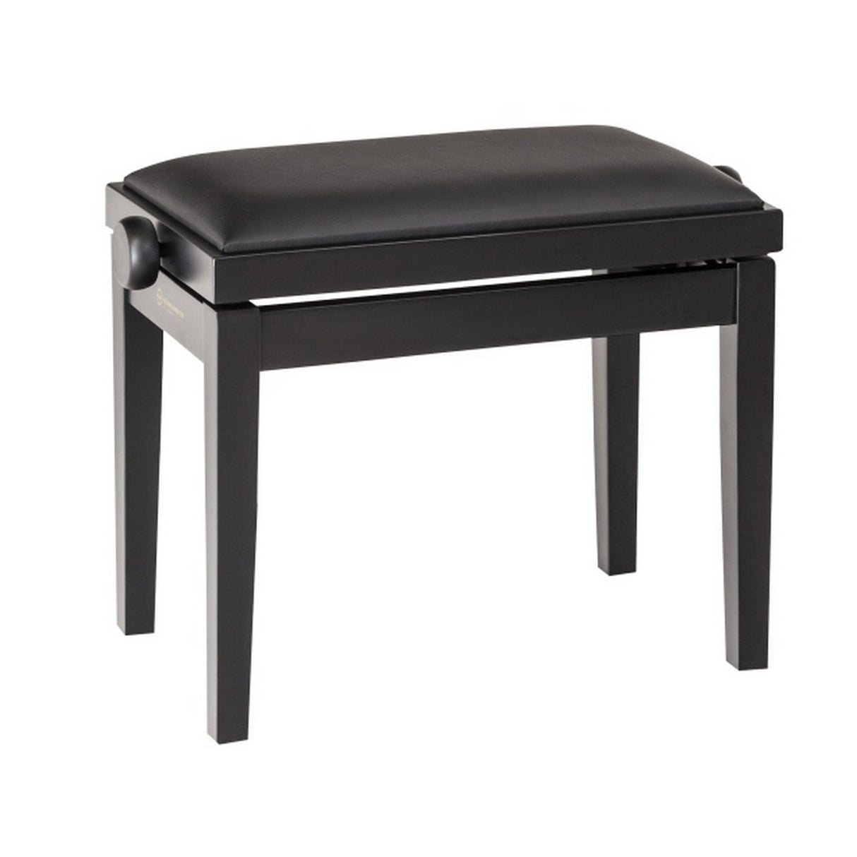 K&M 13910 Piano Bench, Black Matt Finish Bench, Black Imitation Leather Seat