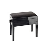 K&M 13950 Piano Bench with Sheet Music Storage, Black Glossy Finish Bench, Black Velvet Seat