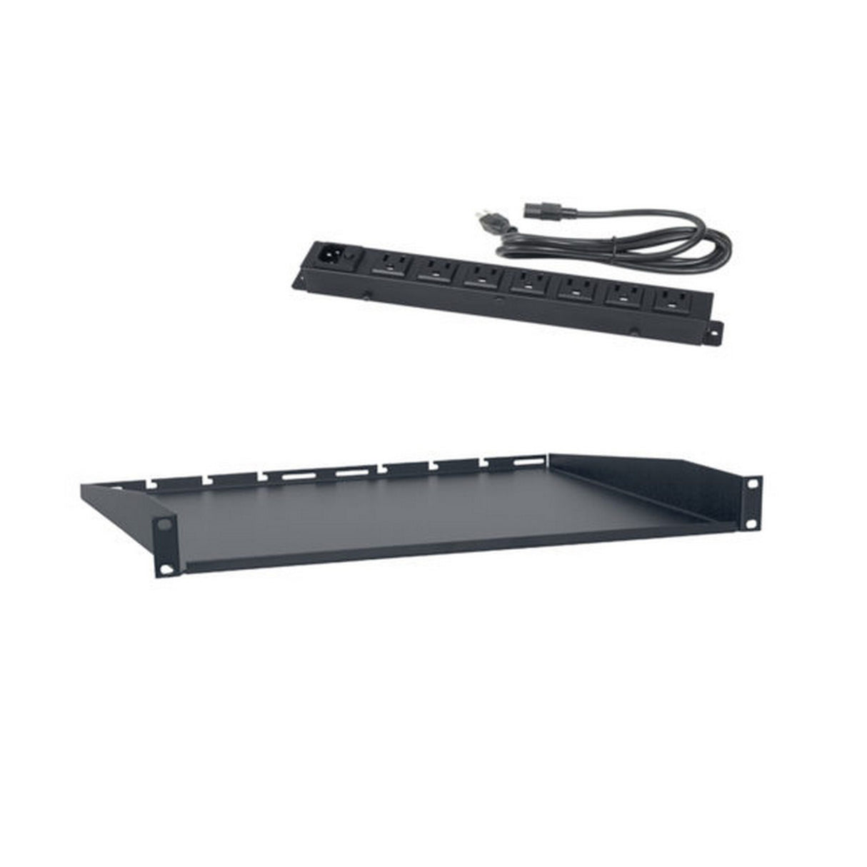 Lowell USAC114 US Utility Shelf + AC Power Strip, 1U