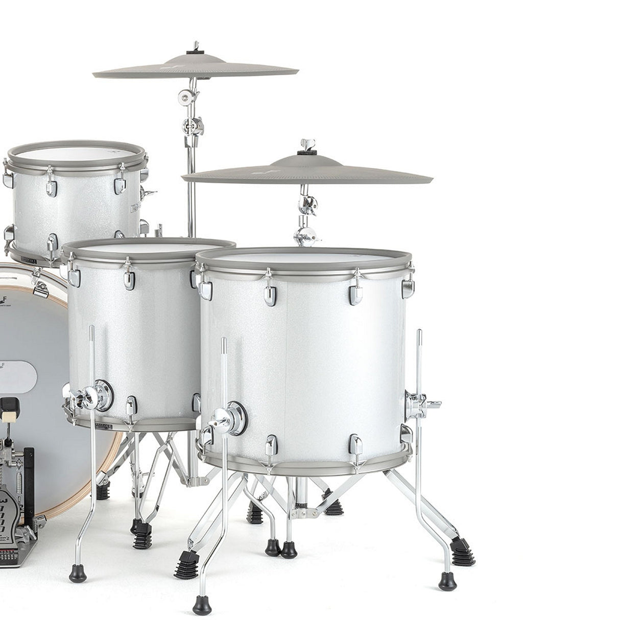 EFNOTE 7 Acoustic Designed Electronic Drum Set, White / Sparkle