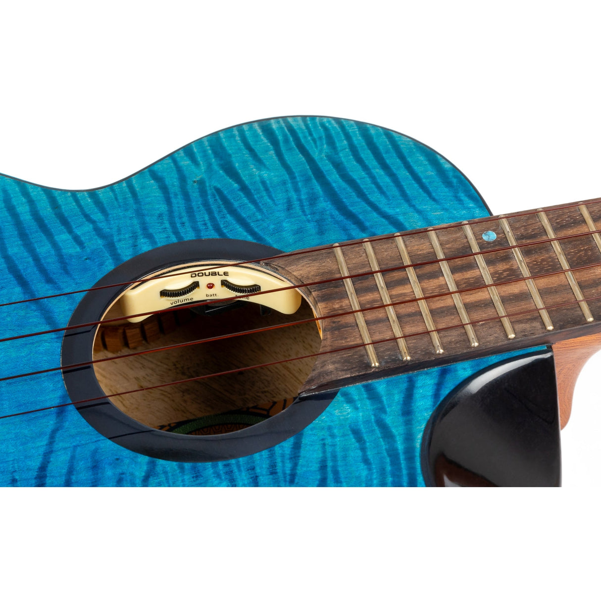 Flight Comet EQ-A Tenor Solid Flamed Maple Rosewood Ukulele, Blue