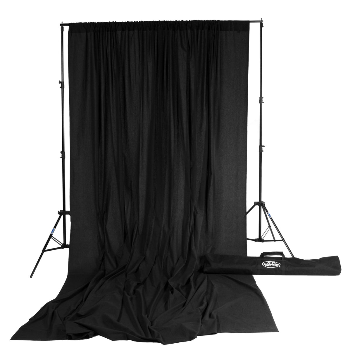 Savage 20PAS-12 10 x 12-Feet Solid Muslin Background Kit with Port-A-Stand, Black