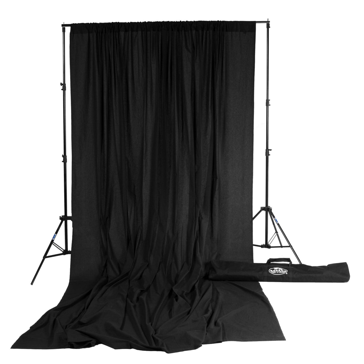 Savage 10 x 12-Feet Solid Muslin Background Kit with Port-A-Stand, Black