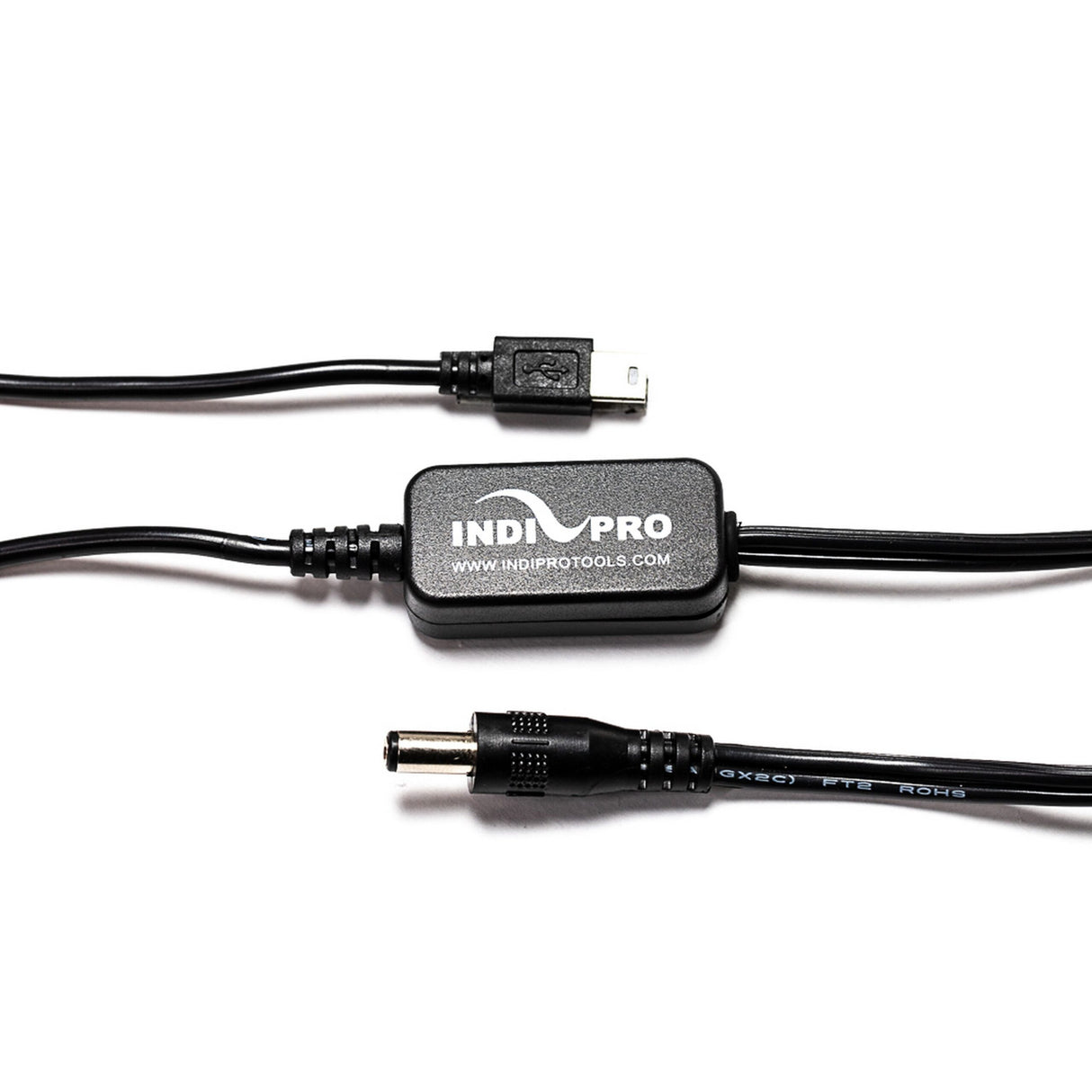 IndiPRO 21MUSB 2.1mm DC Barrel to Mini USB 5 VDC Power Regulated Cable, 20 Inch Cord