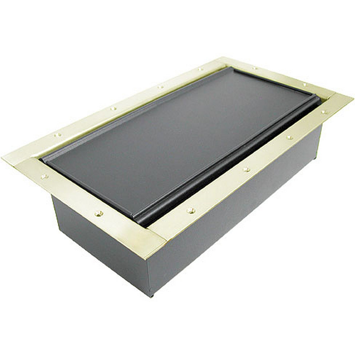 Ace Backstage Co. 224CLBR Double Wide Stage Pocket Carpet Lid Solid Brass Trim Bezel with Brushed Finish