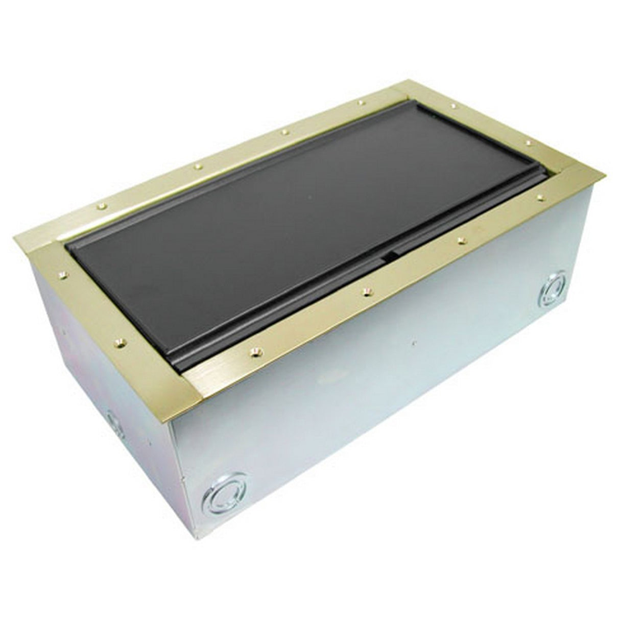 Ace Backstage Co. 234CLBR Super Double Wide Stage Pocket, Carpet Lid, Solid Brass Trim Bezel with Brushed Finish