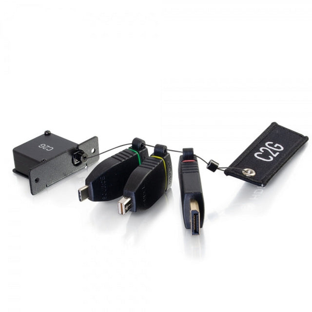 C2G 29880 Retractable Table Box Mount 4K HDMI Adapter Ring with Color Coded Mini DisplayPort DisplayPort and USB-C