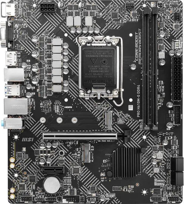 MSI - MSI PRO H610M-G DDR4 LGA 1700 Micro-ATX Motherboard - PROH610MGD4