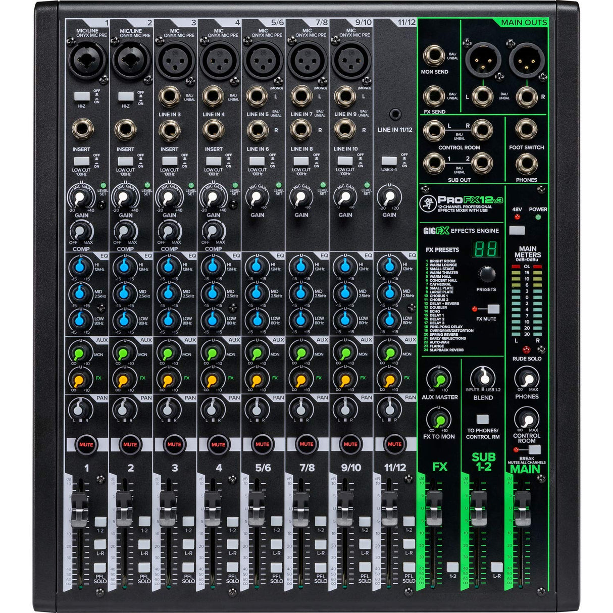 Mackie ProFX12v3 12-Channel Professional Effects Mixer with USB