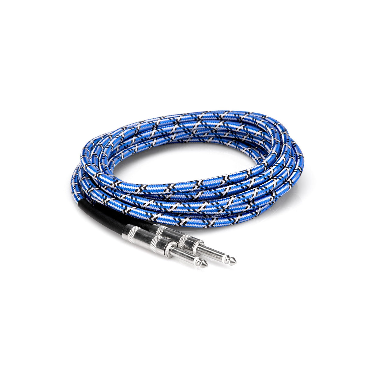 Hosa 3GT-18C1 Straight to Same Cloth Guitar Cable, 18 Foot, Blue/White/Black