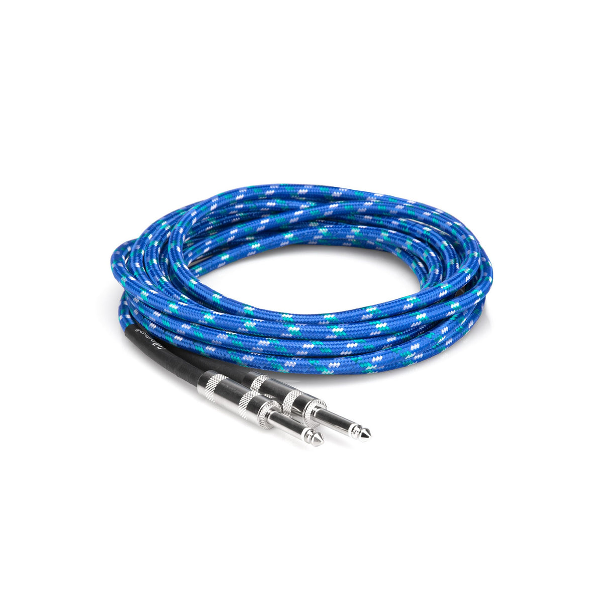 Hosa 3GT-18C2 Straight to Same Cloth Guitar Cable, 18 Foot, Blue/Green/White