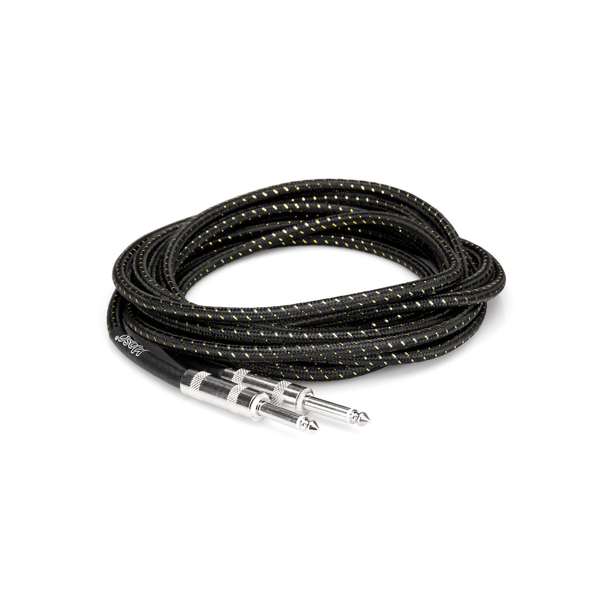 Hosa 3GT-18C4 Straight to Same Cloth Guitar Cable, 18 Foot, Black/Gold