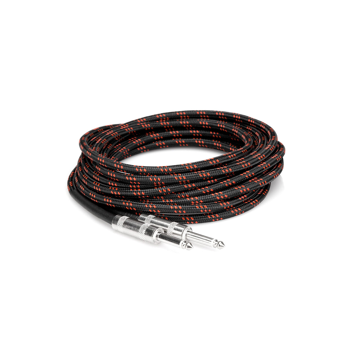 Hosa 3GT-18C5 Straight to Same Cloth Guitar Cable, 18 Foot, Black/Red