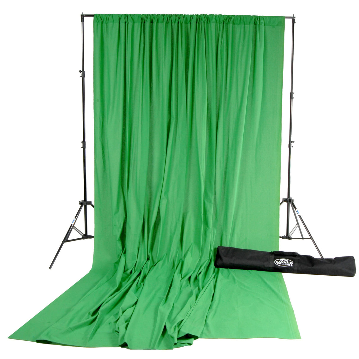 Savage 10 x 24-Feet Solid Muslin Background Kit with Port-A-Stand, Chroma Green