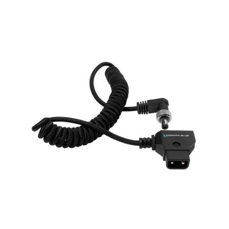 Kondor Blue Coiled D-Tap to Locking DC 2.5mm Right Angle Cable Raven Black