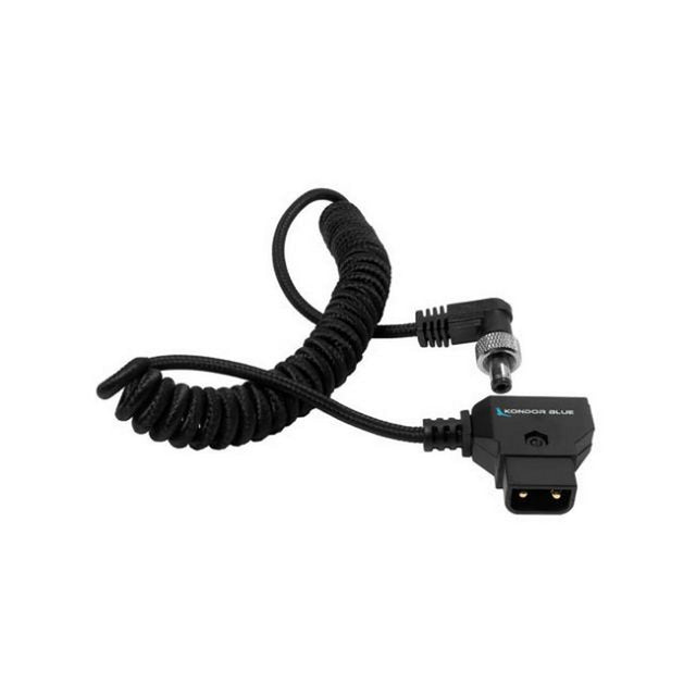 Kondor Blue Coiled D-Tap to Locking DC 2.5mm Right Angle Cable Raven Black