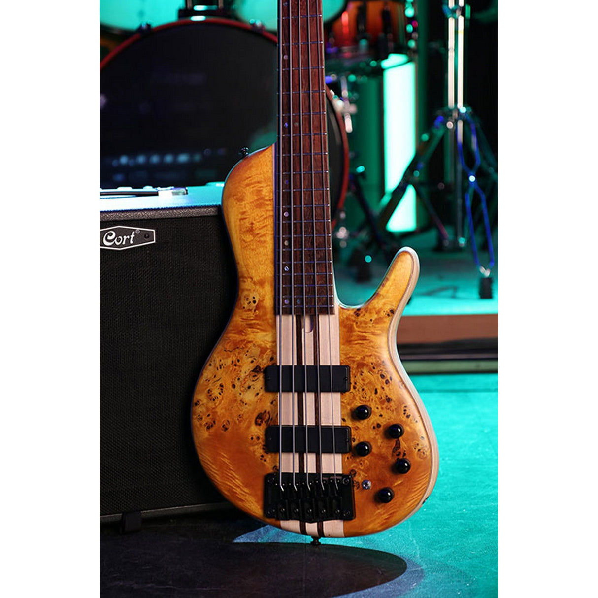 Cort Artisan A5 Plus SC 5 String Bass Guitar, Amber