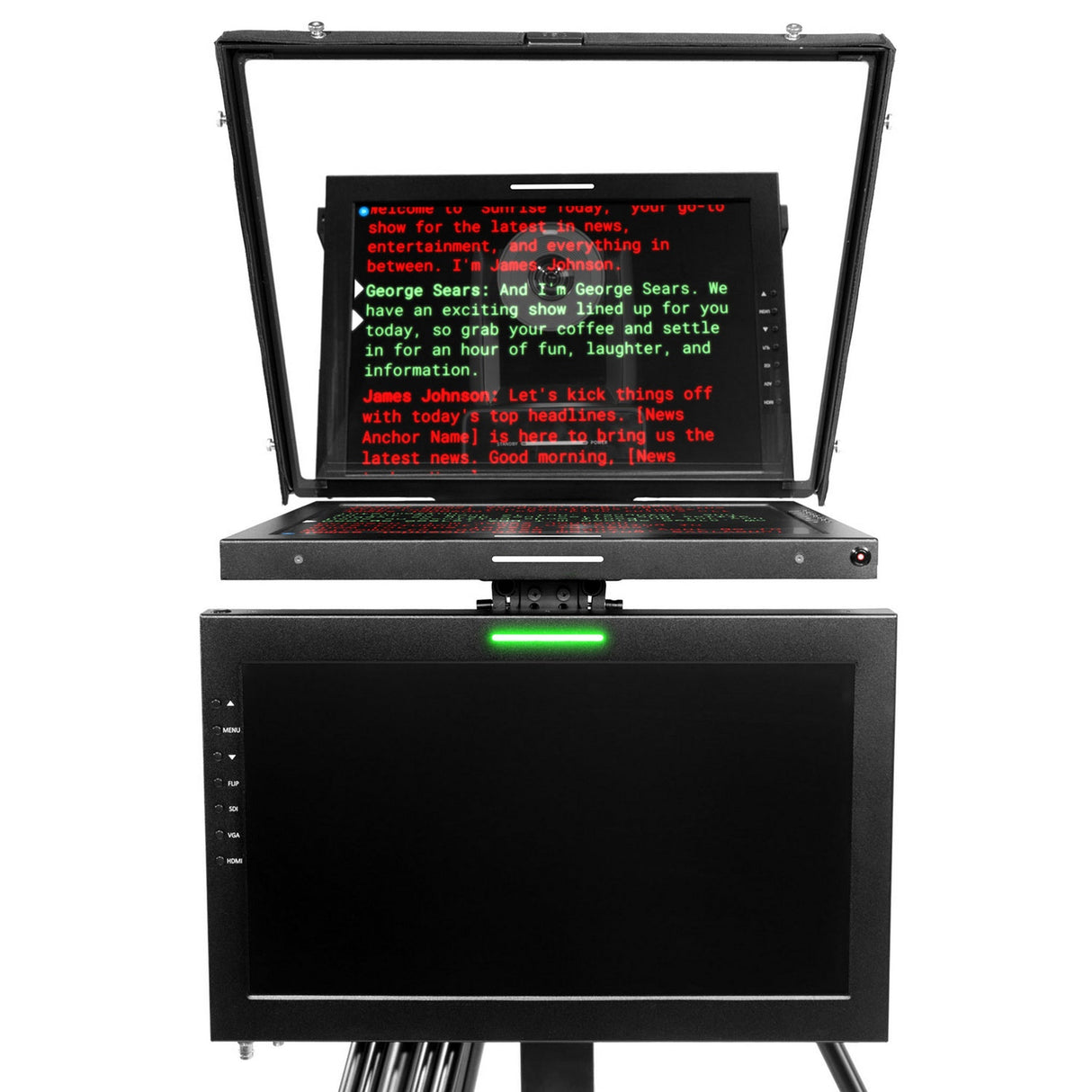 Ikan PT419W-PTZ-TM-MPEDESTAL 19-Inch Widescreen PTZ SDI Teleprompter with Talent Monitor Motorized Pedestal and Dolly