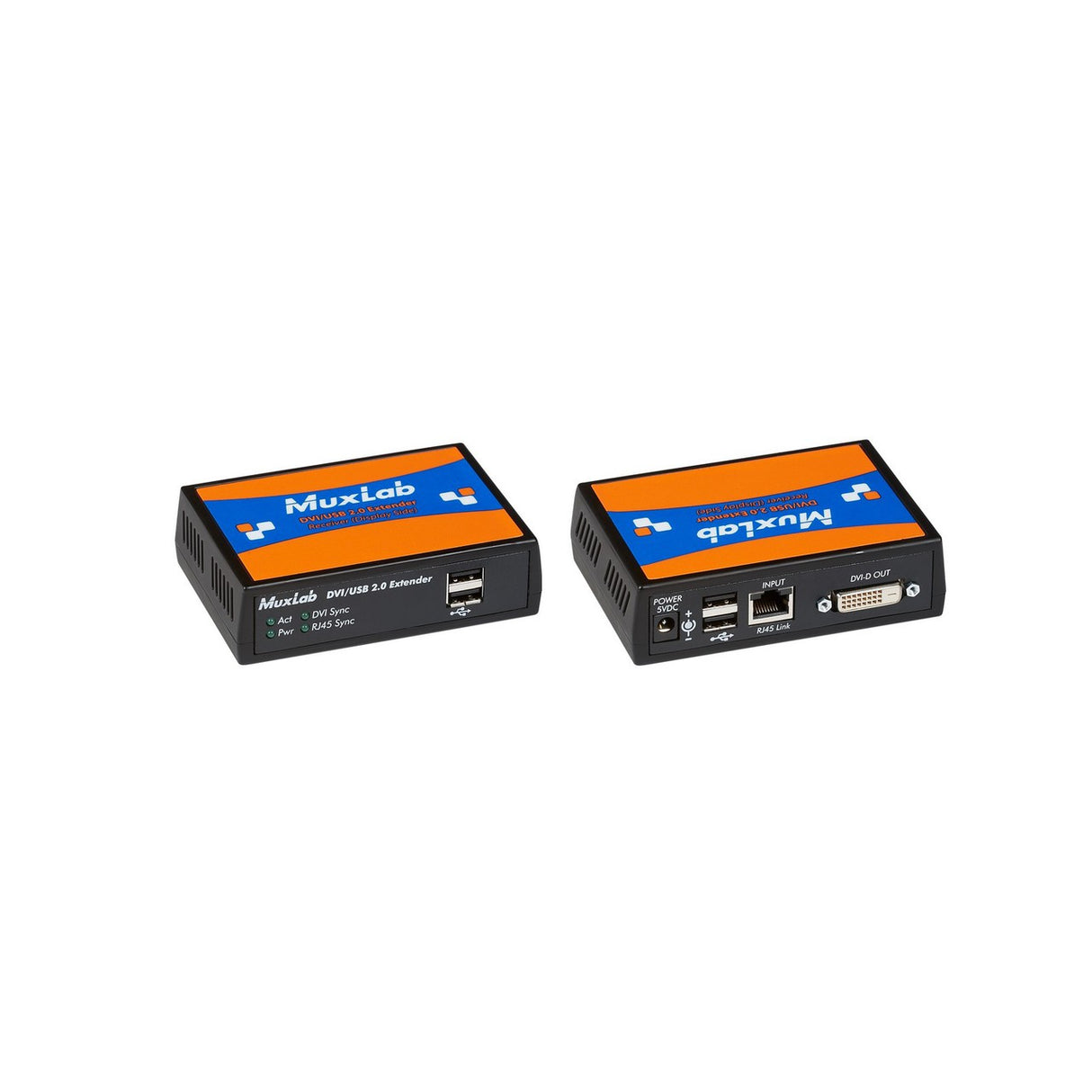 MuxLab DVI USB 2.0 HDBaseT Extender Kit 500391 | DVI USB 2.0 HDBASET Video Extender Kit Cat5e/6 RJ45 Plug Cable Supports 4K Resolution Transmitter and Receiver