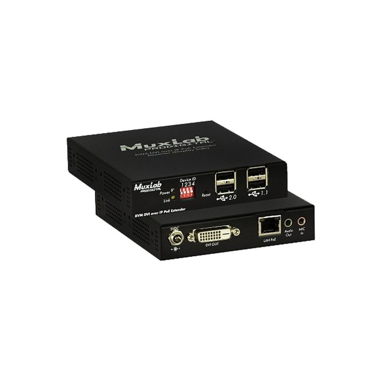 MuxLab 500771-RX DVI/USB2.0 KVM Over IP PoE Extender Receiver