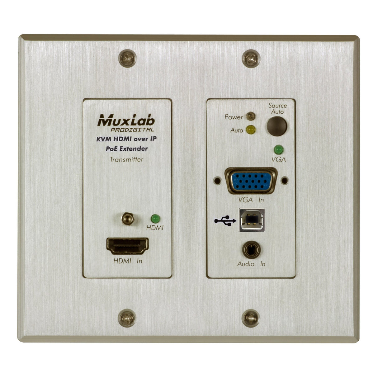 MuxLab 500777-TX HDMI/VGA/USB Over IP PoE Wall Plate Transmitter