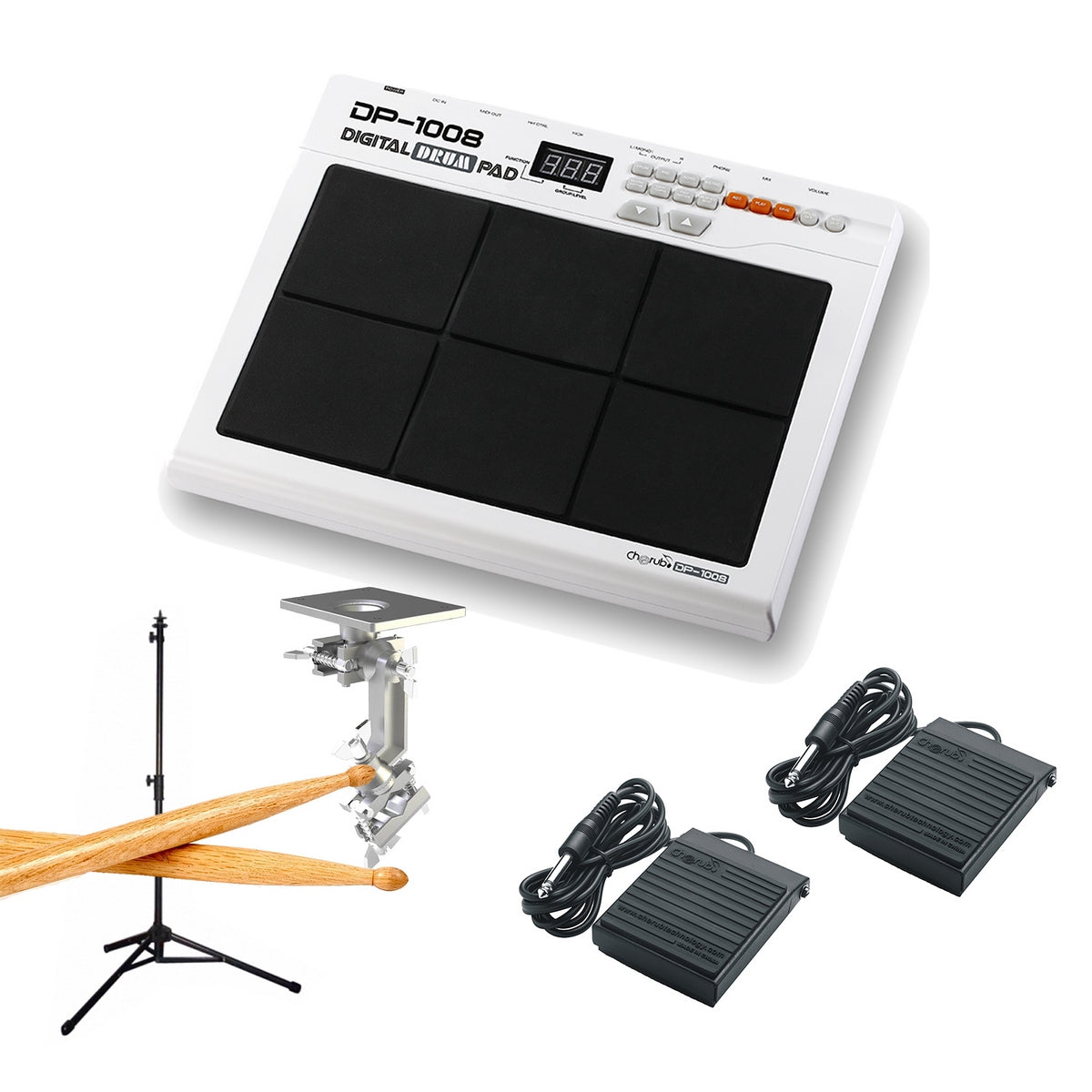 Cherub DP-1008 Pack Drum Tutor Digital Drum Pad Combo