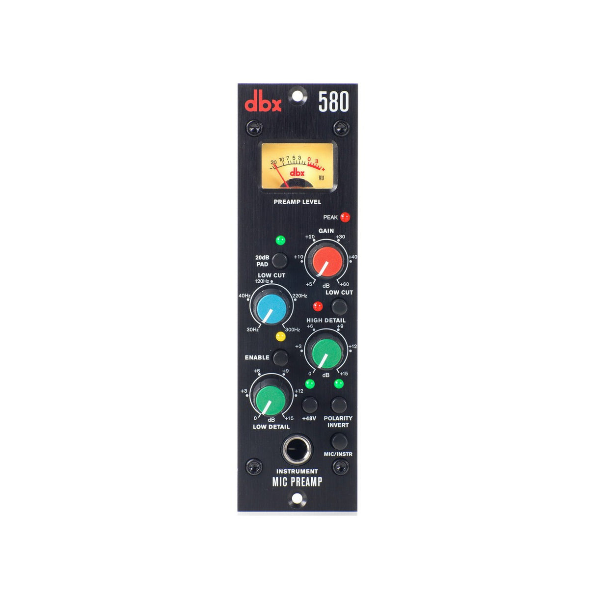 DBX 580 | Analog Low Cut Filter Polarity Invert Front Panel 1/4 Inch Instrument Input Mic Pre Amp