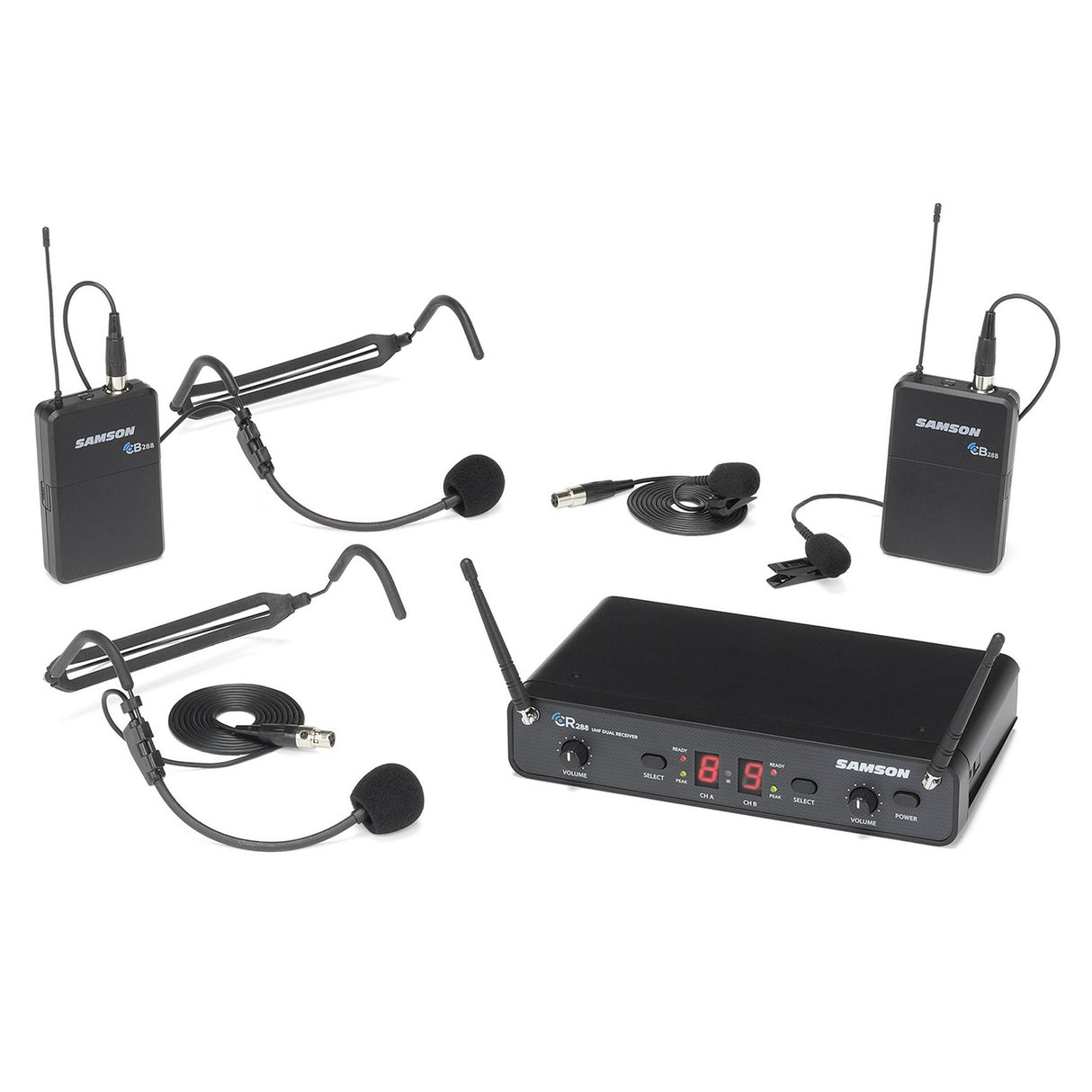 Samson Concert 288 Dual Channel Wireless Presentation Lavalier / Headset System, I Band 518 - 566 MHz