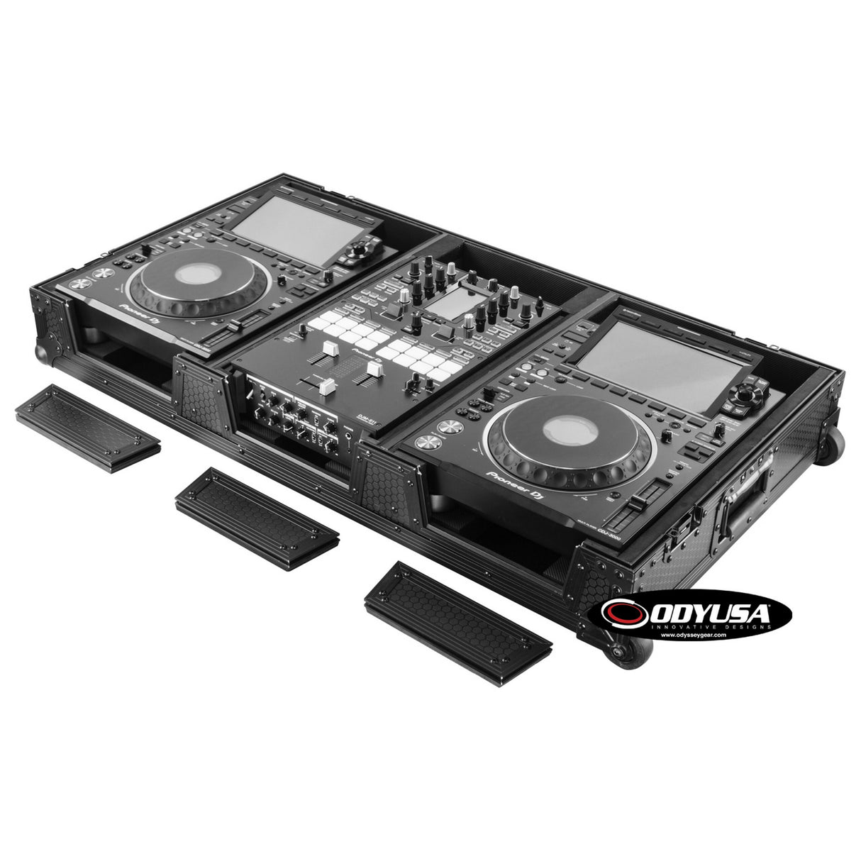 Odyssey 810134 DJ Case for 10-Inch DJ Mixers and 2 Pioneer CDJ-3000