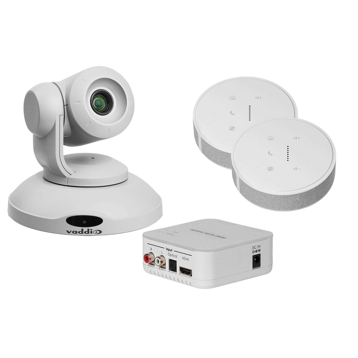 Vaddio 999-99950-600W ConferenceSHOT AV Bundle with TableMIC 2, White No Speaker