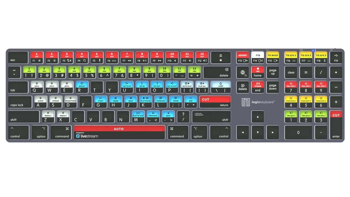 Logickeyboard TITAN Vimeo Livestream Wireless Backlit Keyboard for Mac