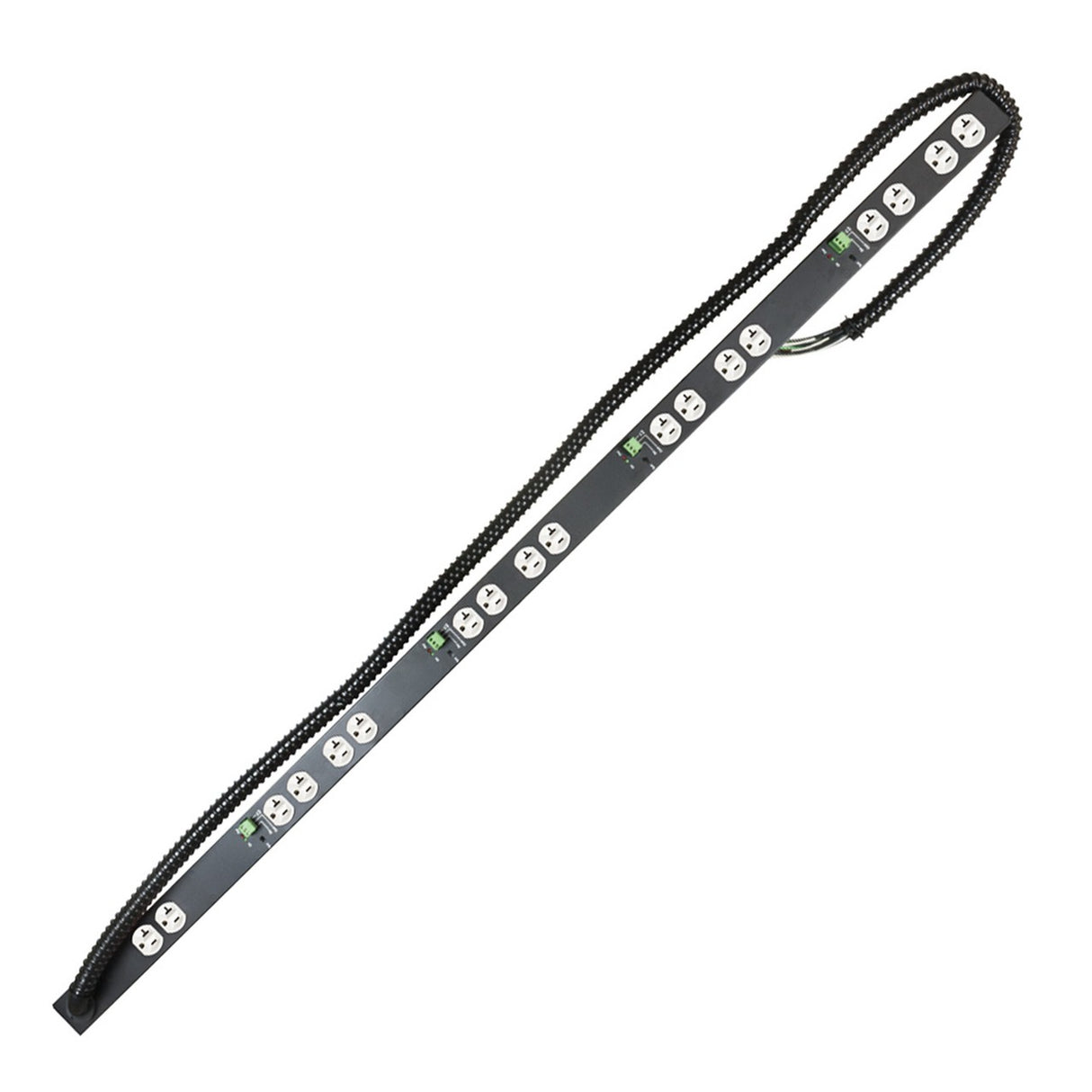 Lowell ACS-2018-5C-RPC-HW Power Strip-20A, 5 Circuits, Remote Control, 9 Duplex Outlets 1 Unswtchd, Hardwired, 6ft Flexible-Conduit