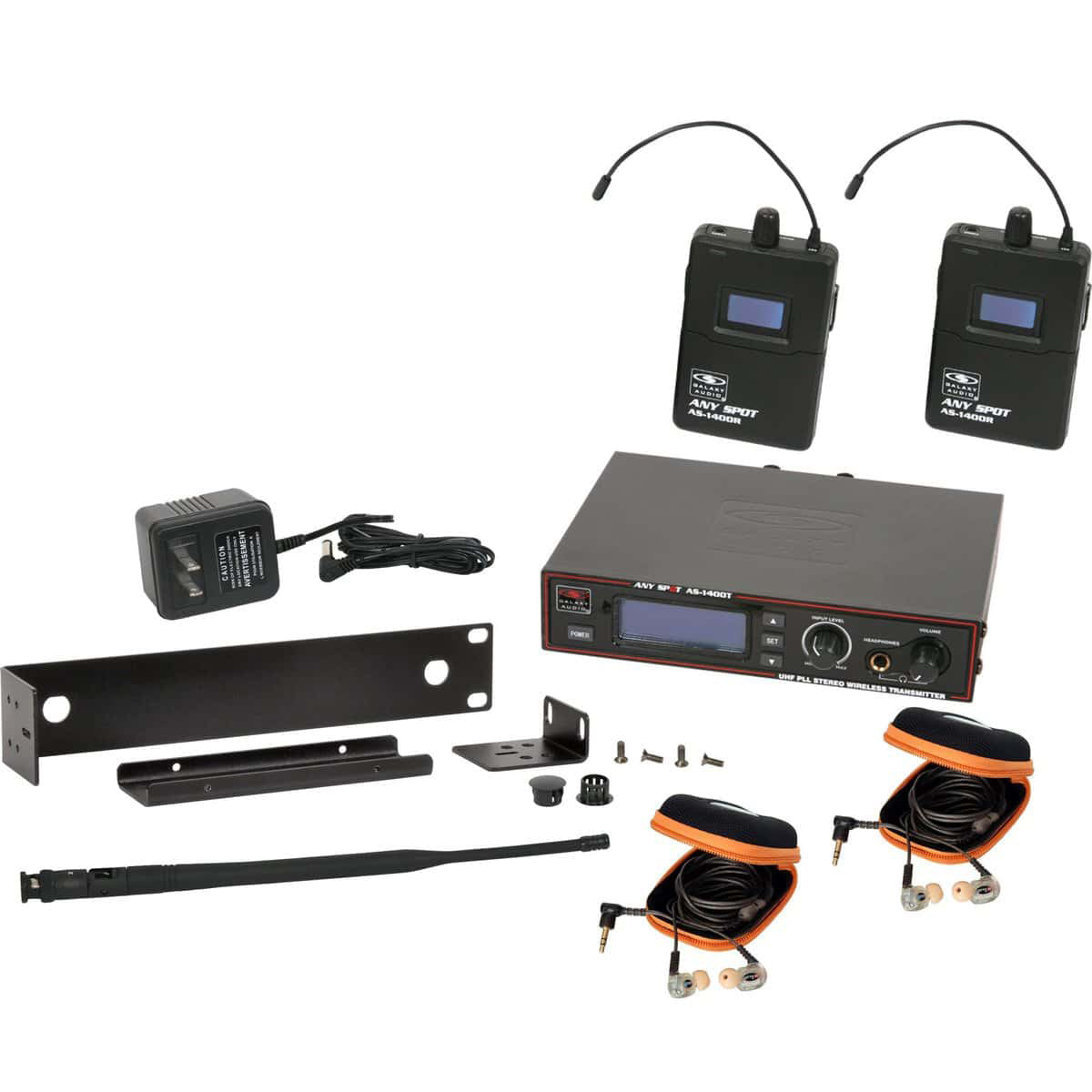Galaxy Audio AS-1410-2 Twin Wireless In-Ear Monitor System, M 516-558 MHz
