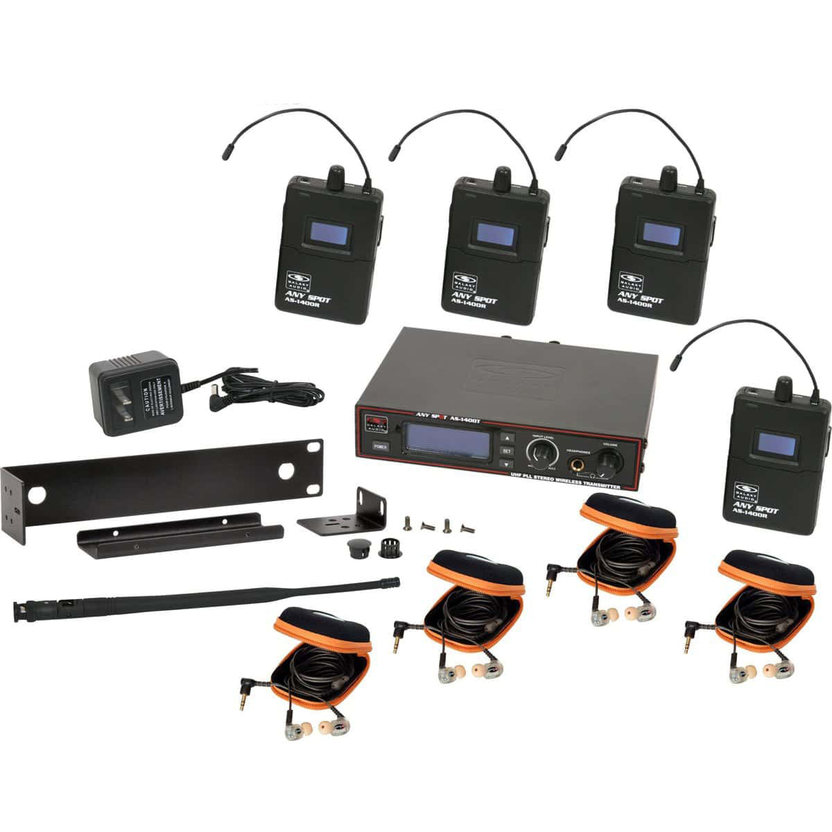 Galaxy Audio AS-1410-4 Wireless 4 In-Ear Monitor System, P 470-505 MHz