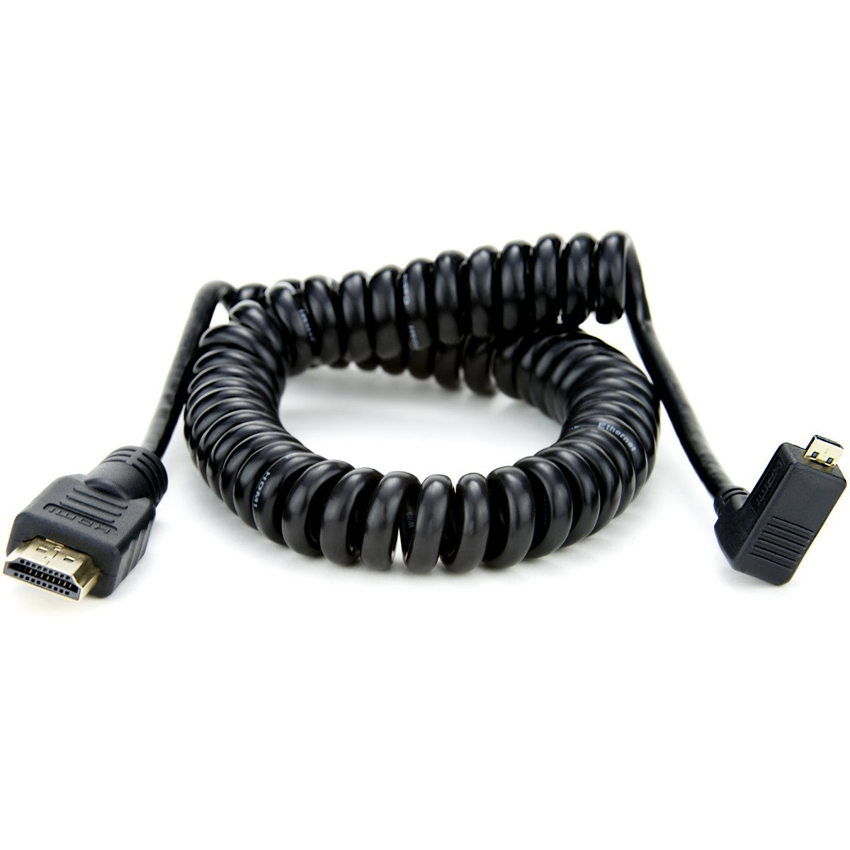 Atomos 50cm Coiled Right Angle MICRO to FULL HDMI Cable