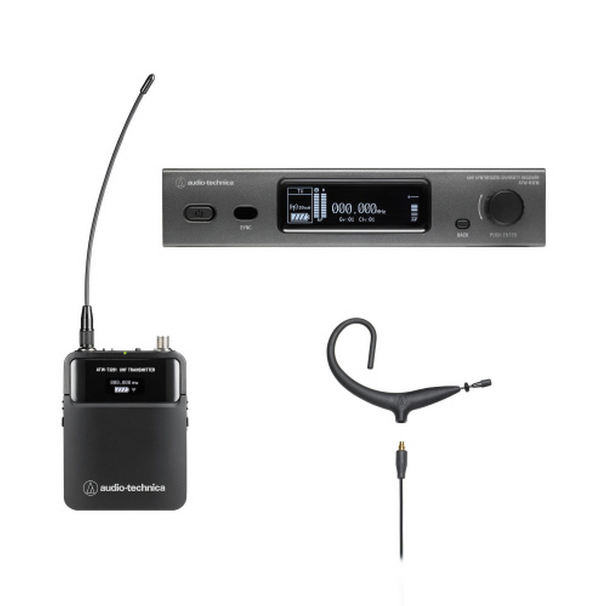 Audio-Technica ATW-3211N893X EE1 3000 Series Network Wireless MicroEarset System, EE1 530-590 MHz, Black