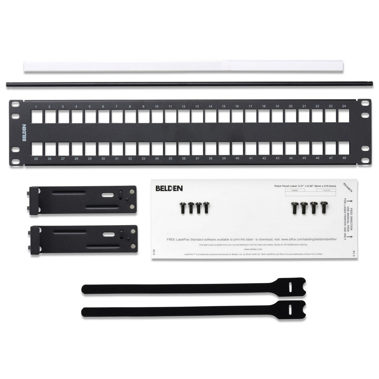 Belden AX103115 | 48 Port 2RU KeyConnect Modular Blank Patch Panel Black