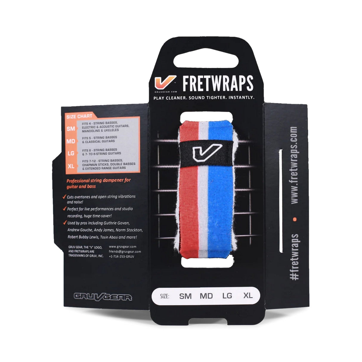 Gruv Gear FretWraps String Muter, World Flags, 1-Pack Large, Red/White/Blue