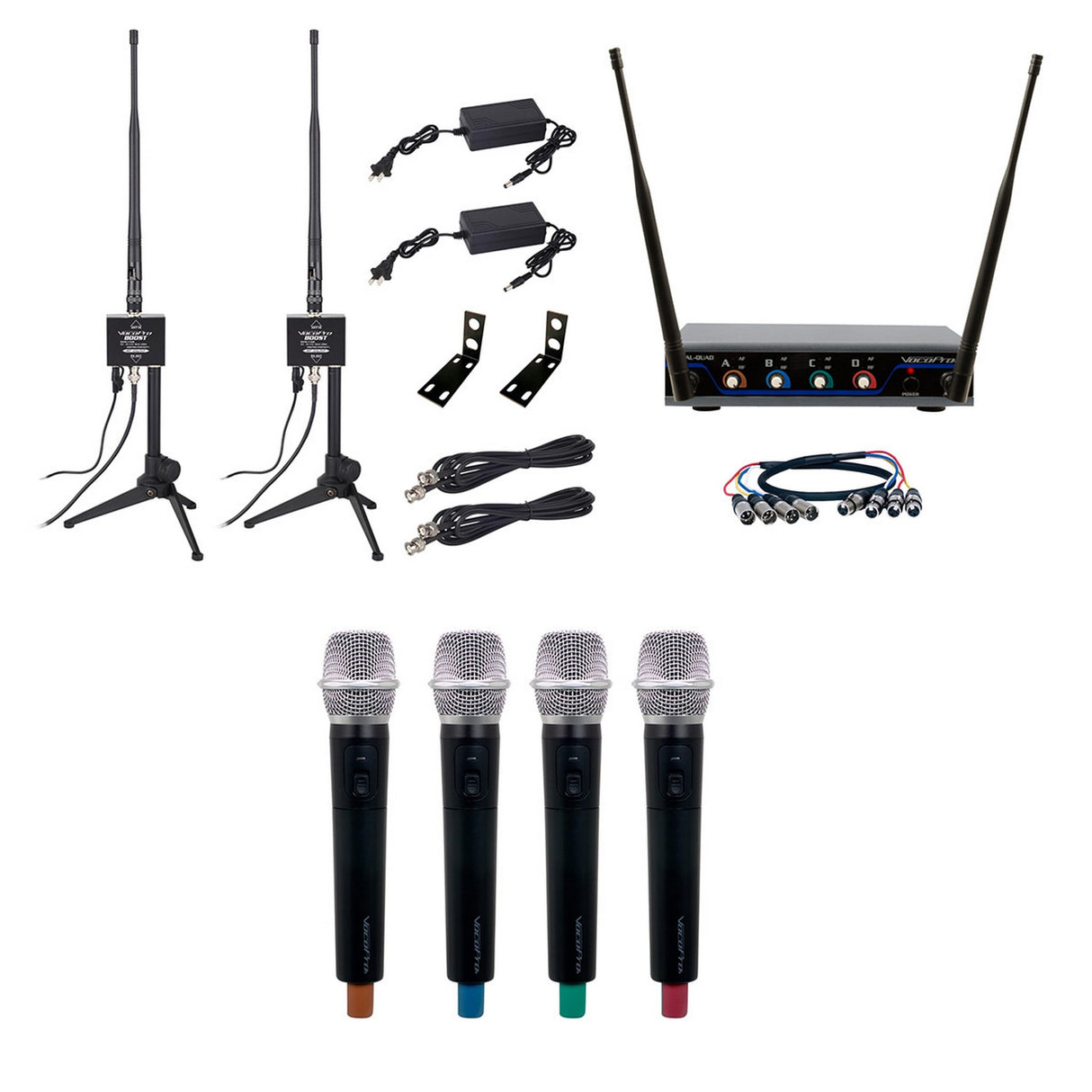 VocoPro BOOST-ACAPELLA-4 Long-Range Digital Wireless Microphone System, 4 Set