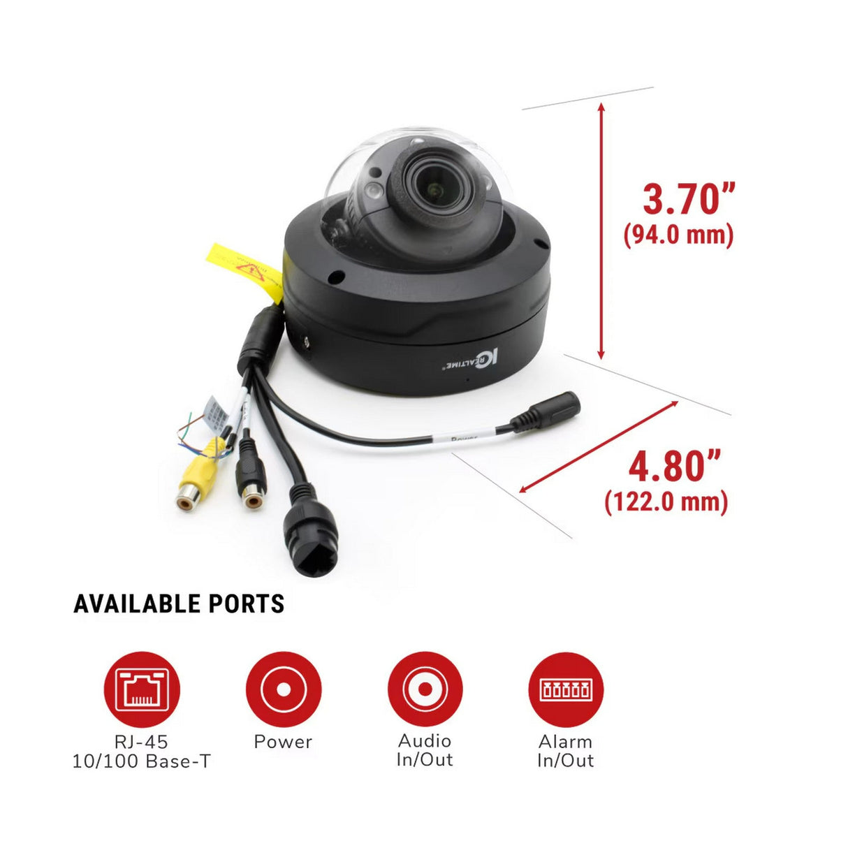 IC Realtime IPEL-D40V-IRB3 4MP Camera Vandal Dome w/Varifocal Lens