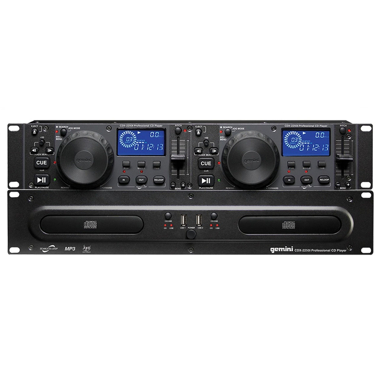 Gemini CDX-2250i | Rack Mount Dual CD Player with USB