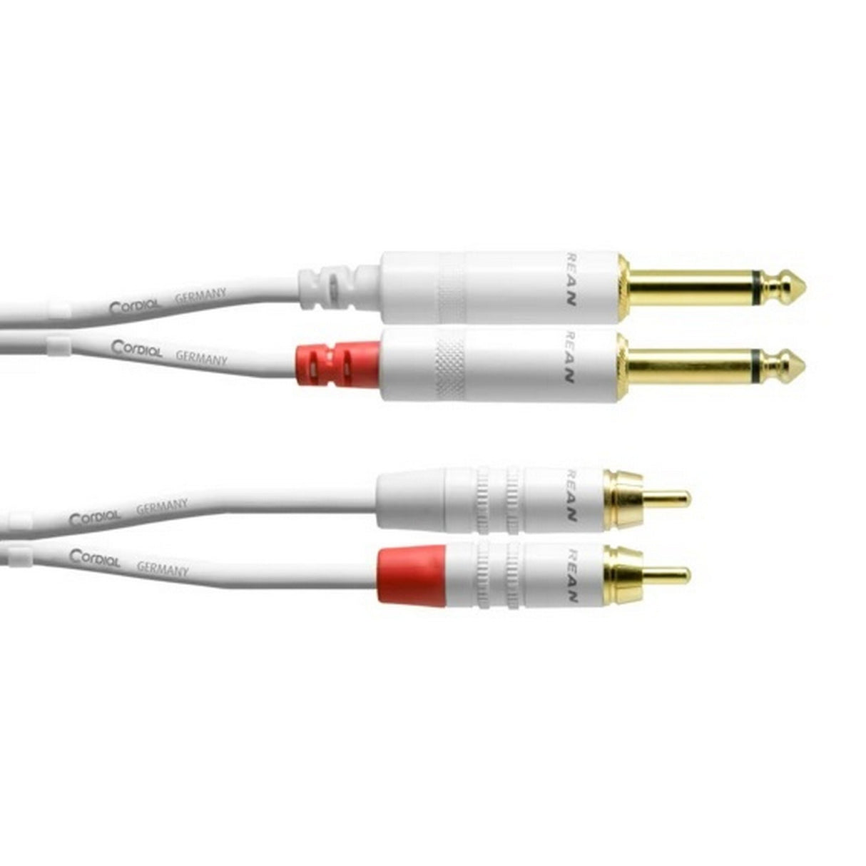 Cordial CFU 1.5 PC-SNOW 2 x 1/4-Inch to 2 x RCA Twin Cable/Adapter, White, 5-Feet