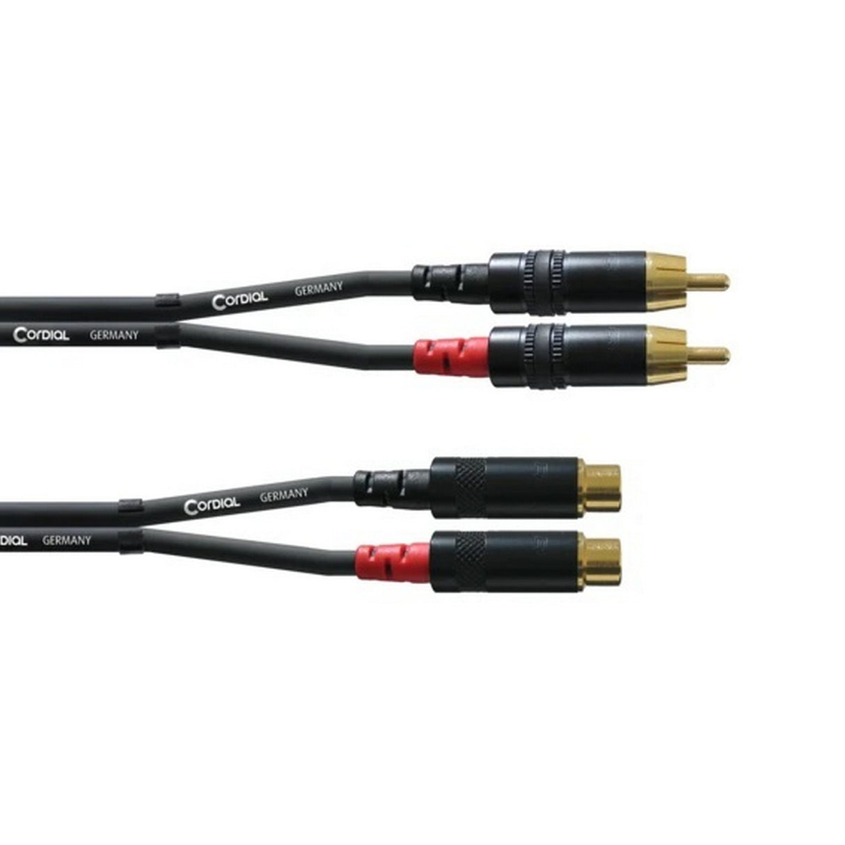 Cordial CFU 1.5 CE 2 x RCA to 2 x Female RCA Twin Cable/Adapter, Black, 5-Feet