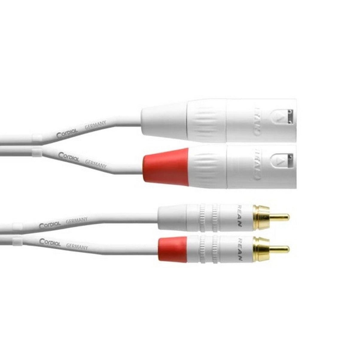 Cordial CFU 1.5 MC-SNOW 2 x XLRM to 2 x RCA Twin Cable/Adapter, White, 5-Feet