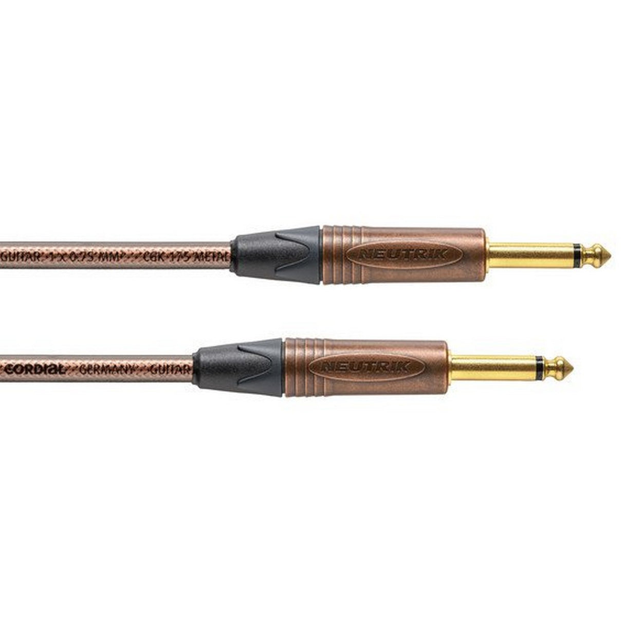 Cordial CSI 3 PP-METAL Neutrik 3-Meter Straight 1/4-Inch to Straight 1/4-Inch Guitar Cable, Copper